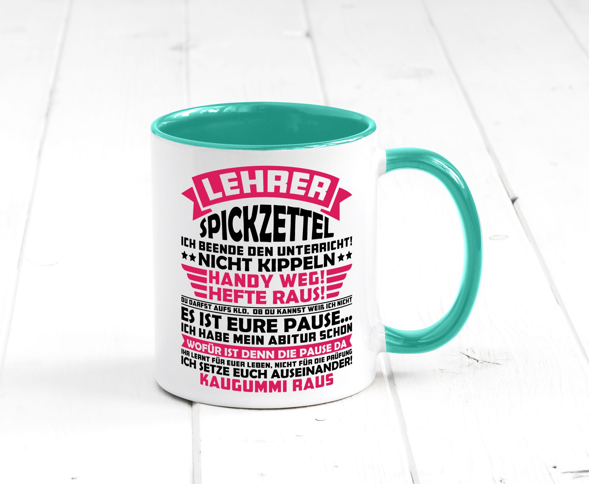 Lehrer Spickzettel | Beruf Tasse lustiger Spruch vl8 Geschenkidee Arbeit