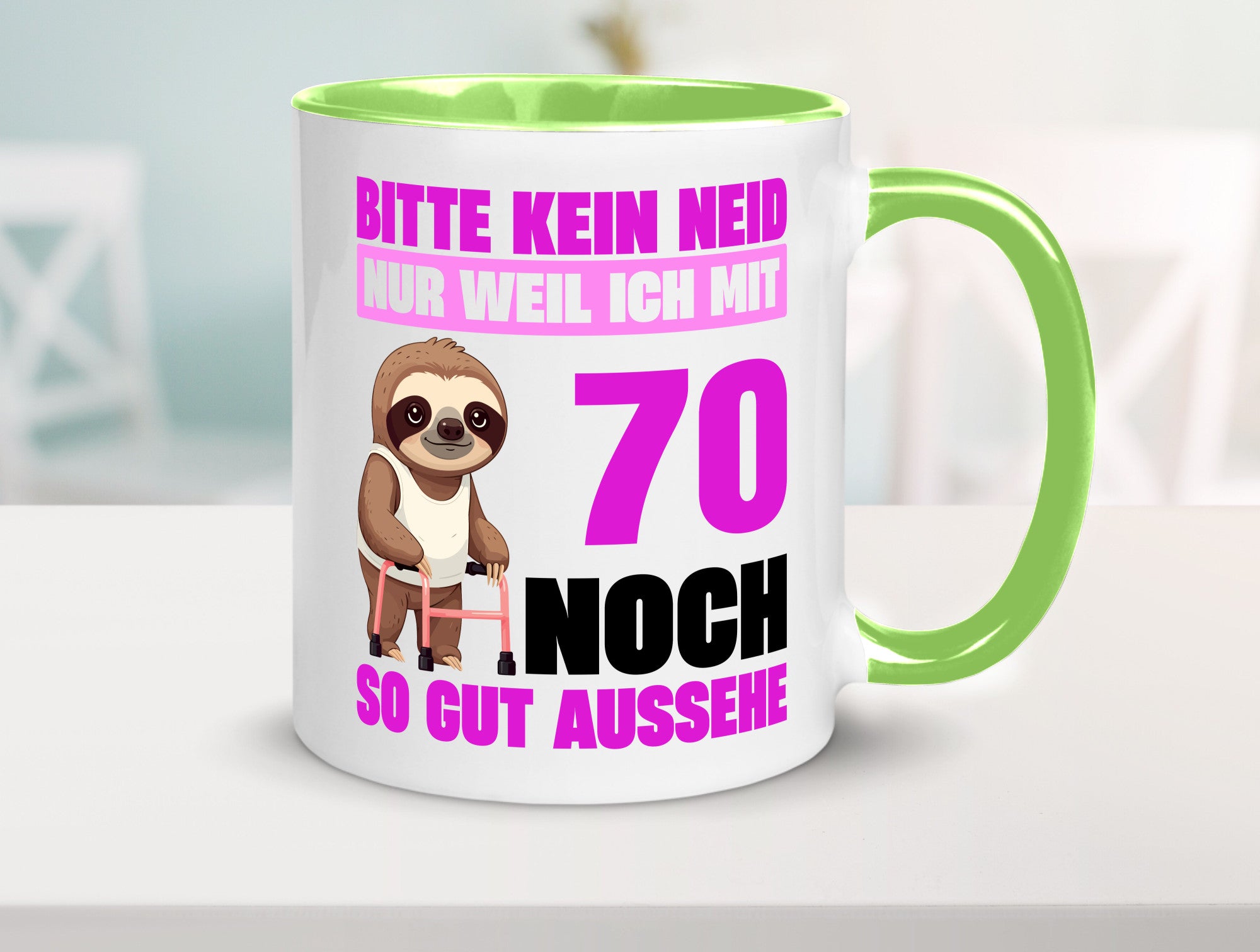70. Geburtstag | Bitte kein neid Faultier 70 Jahre v2 Humor Geschenkidee Tasse