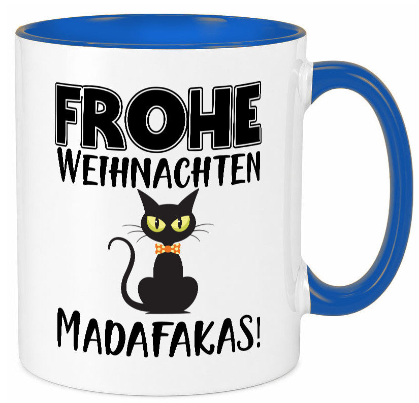 Frohe Weihnachten Madafakas! | Katze Tasse Vintage lustiger Spruch Geschenk