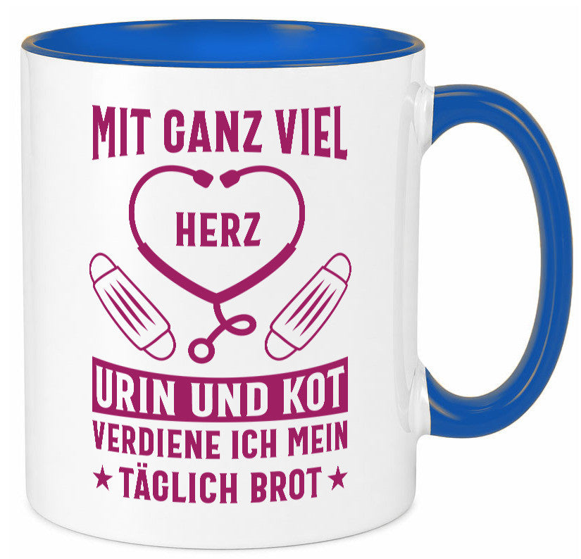 Herz, Urin, Kot, damit verdien ich mein Brot | Stethoskop Geschenk Humor Tasse