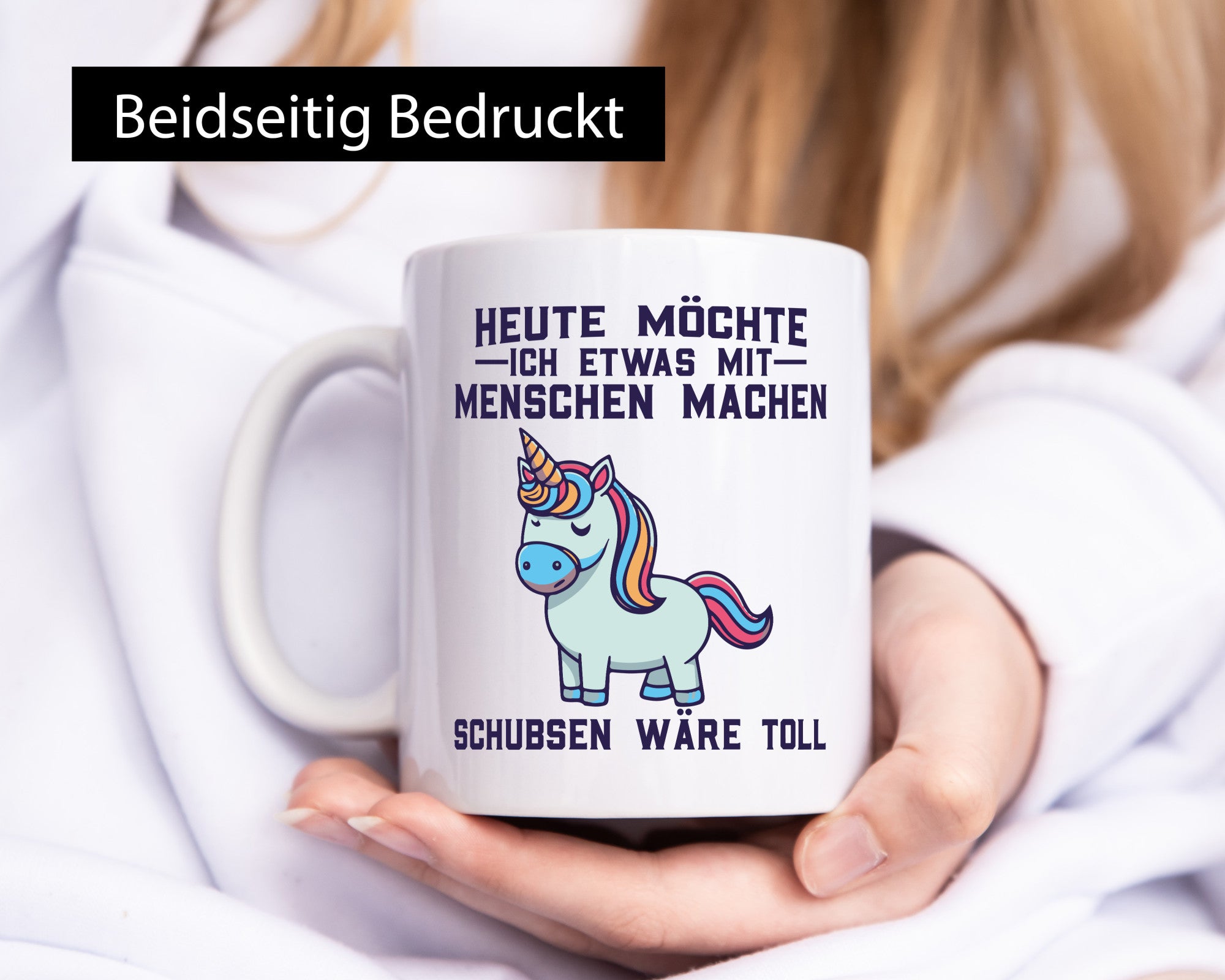 Heute möchte ich Menschen schubsen | Einhorn v2 Geschenk Humor Geschenkidee
