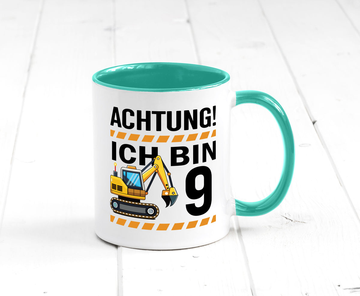 9 Geburtstag Ich bin | Bagger Junge lustiger Spruch Geschenk Geschenkidee Tasse