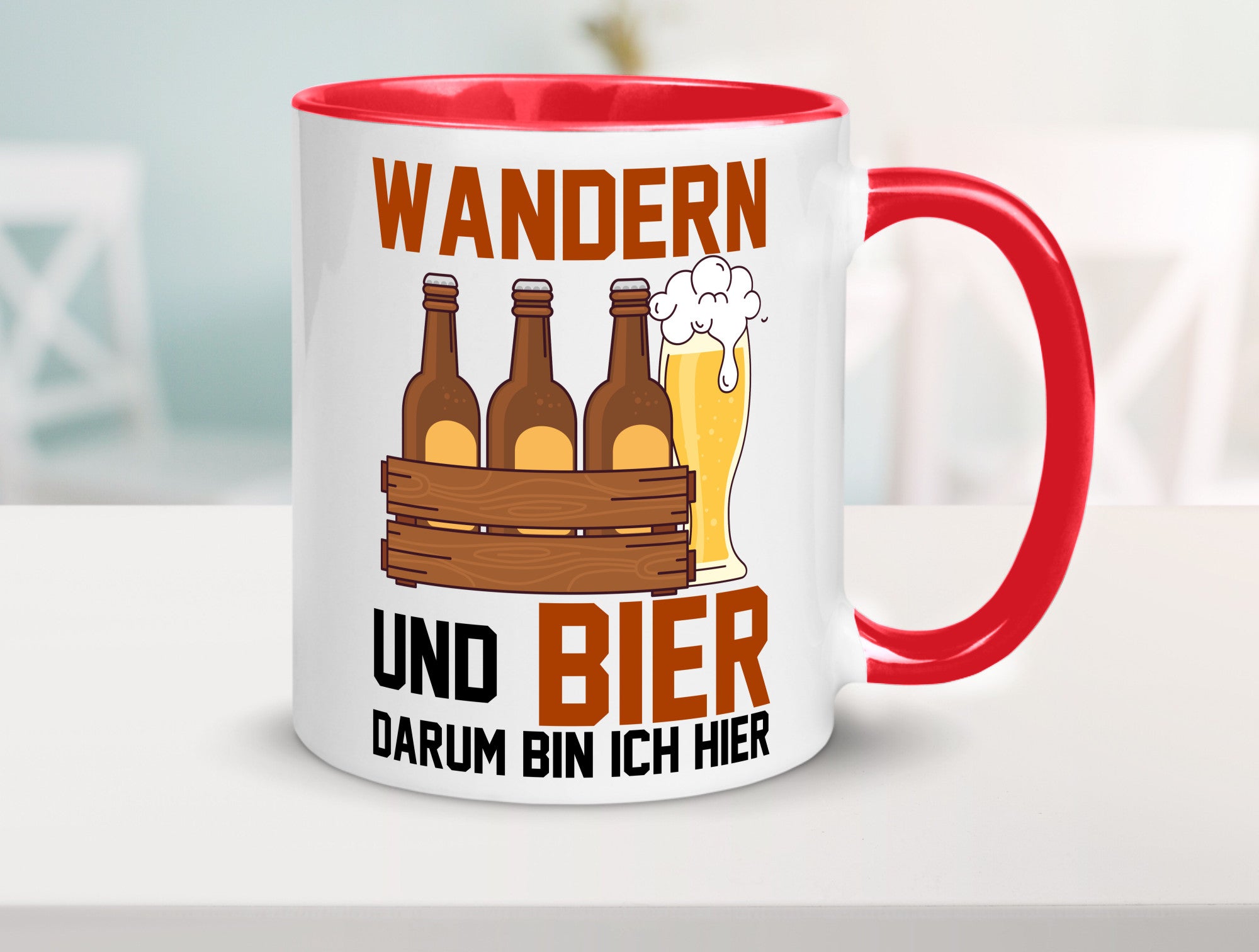 Wandern und Bier darum bin ich hier | Bierkasten lustiger Spruch Geschenk Humor