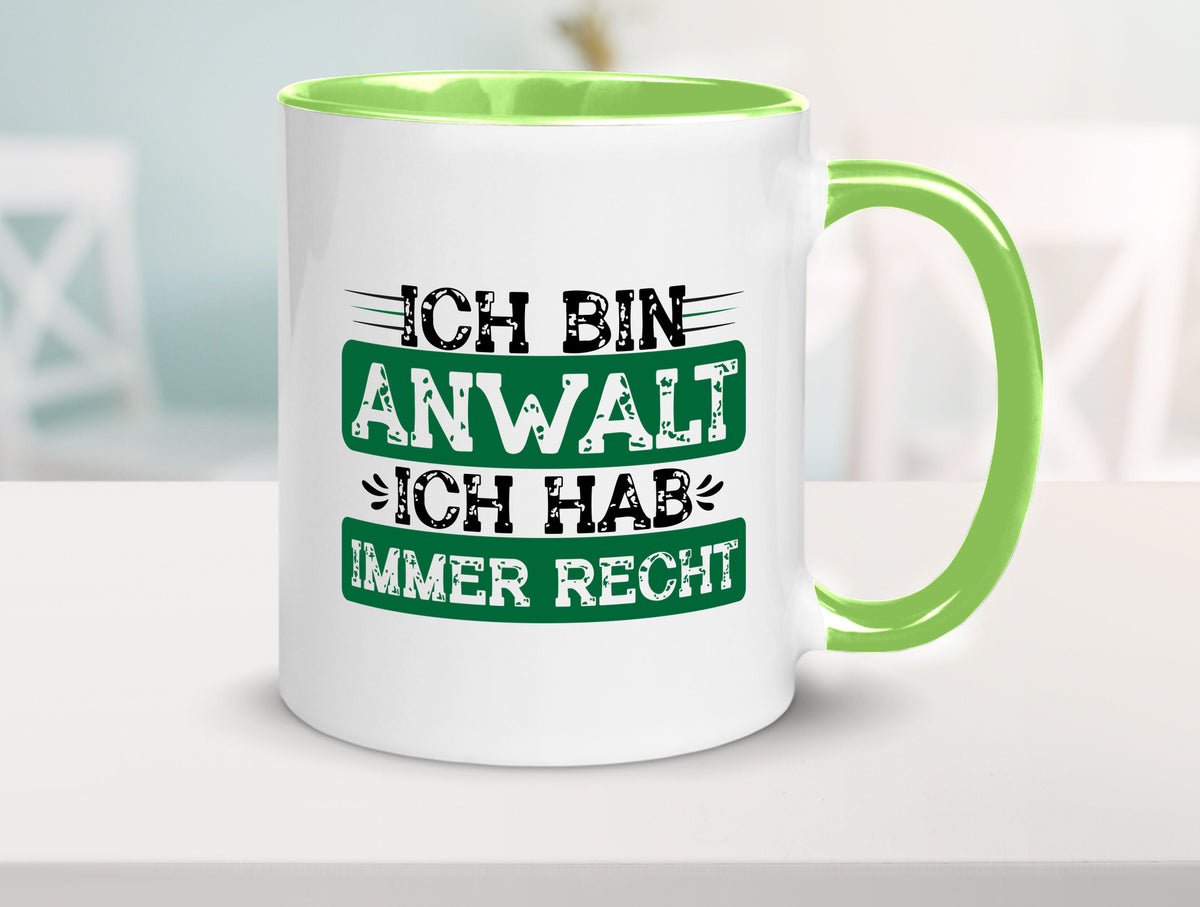 Ich bin Anwalt habe immer Recht | Jura Humor Geschenkidee Tasse