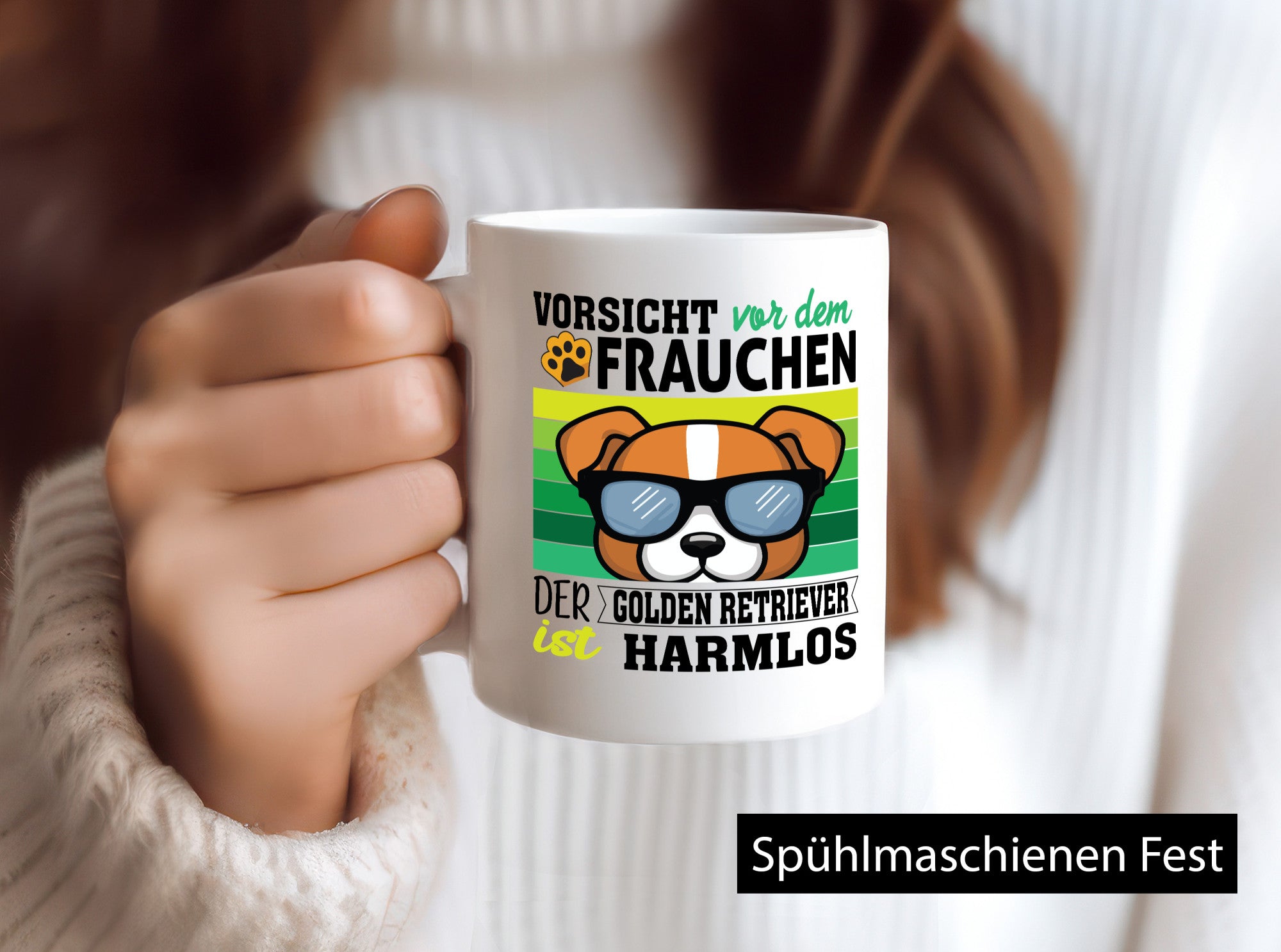 Vorsicht vor dem Frauchen Golden Retriever ist Harmlos lustiger Spruch Geschenk