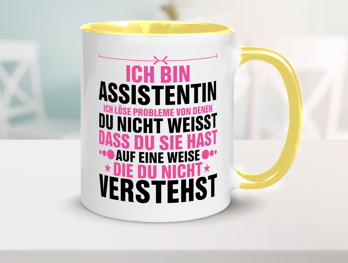 Löse Probleme: Assistentin | Assistenz Hilfskraft lustig Humor Geschenkidee Tasse