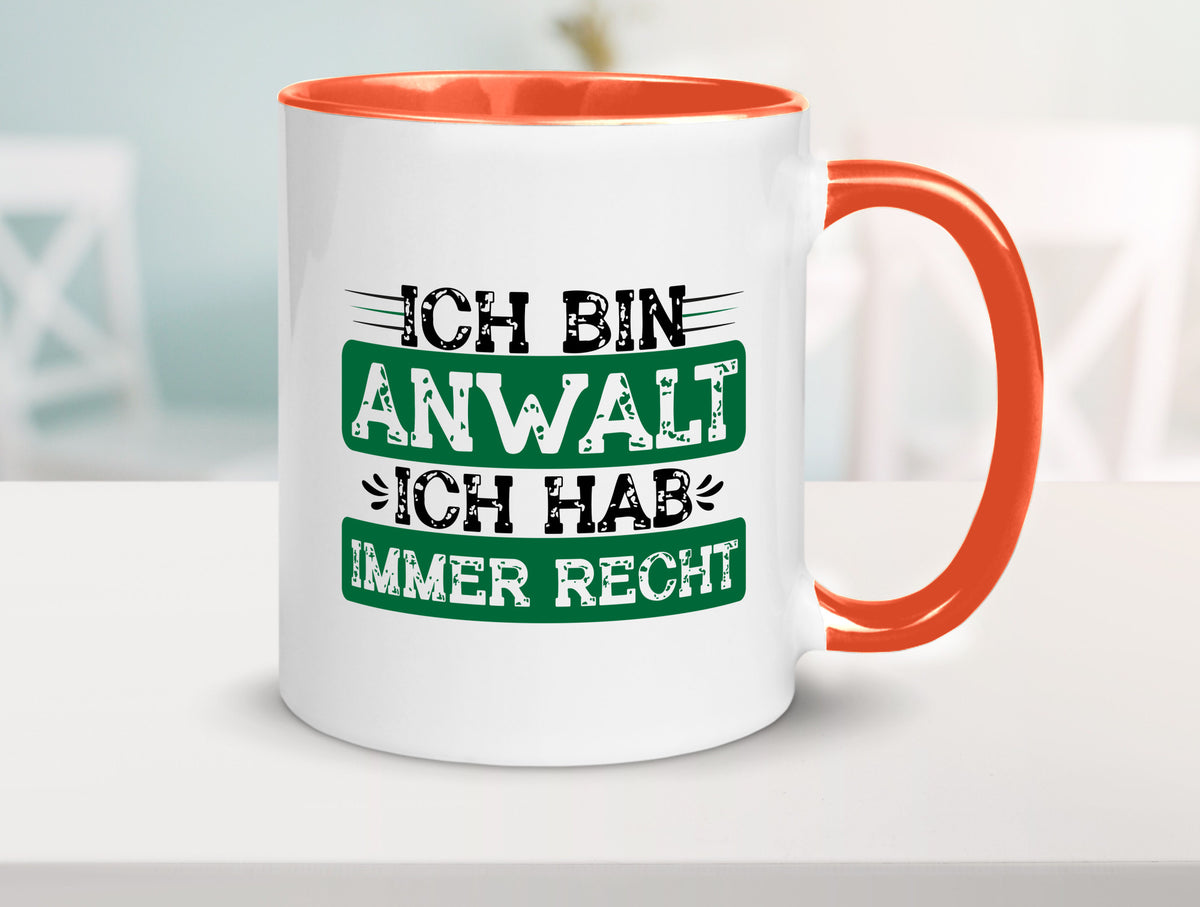 Ich bin Anwalt habe immer Recht | Jura Humor Geschenkidee Tasse