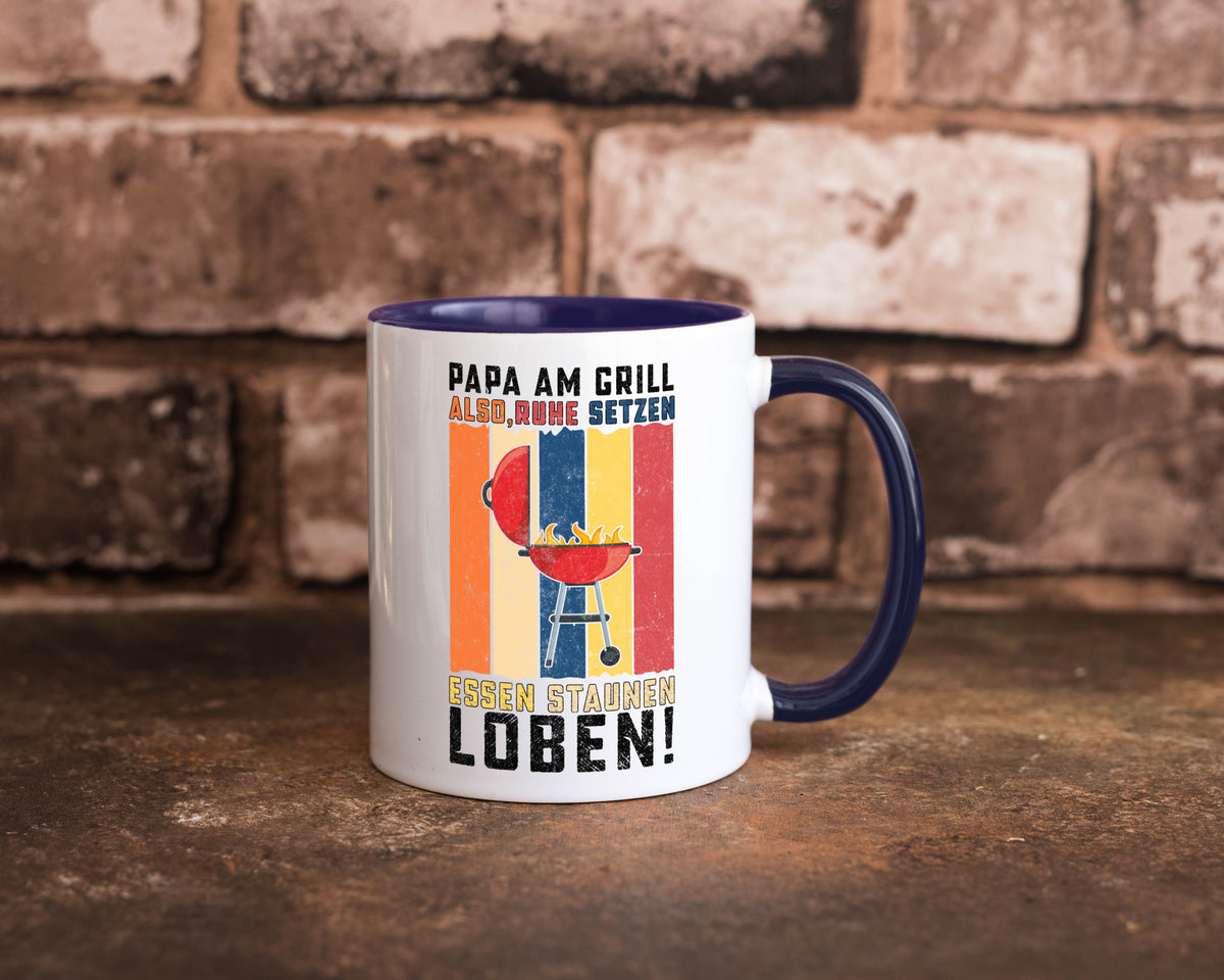 Papa am Grill | Grillmeister BBQ Grillabend v2 Geschenkidee Humor Tasse