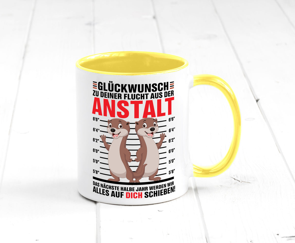 Glückwunch zur Flucht | Jobwechsel Arbeitskollegen Geschenk Arbeit Kollegen Tasse