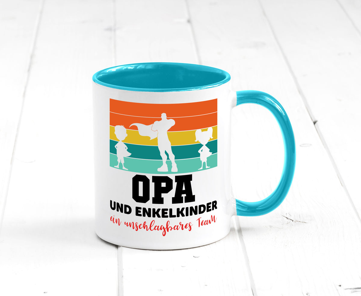 Opa und Enkelkinder ein unschlagbares Team Geschenkidee Familie Humor Tasse