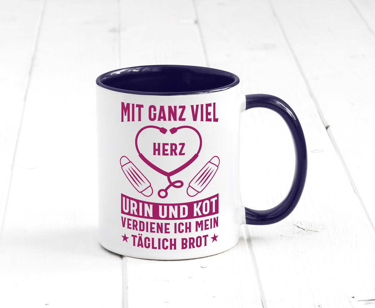Herz, Urin, Kot, damit verdien ich mein Brot | Stethoskop Geschenk Humor Tasse