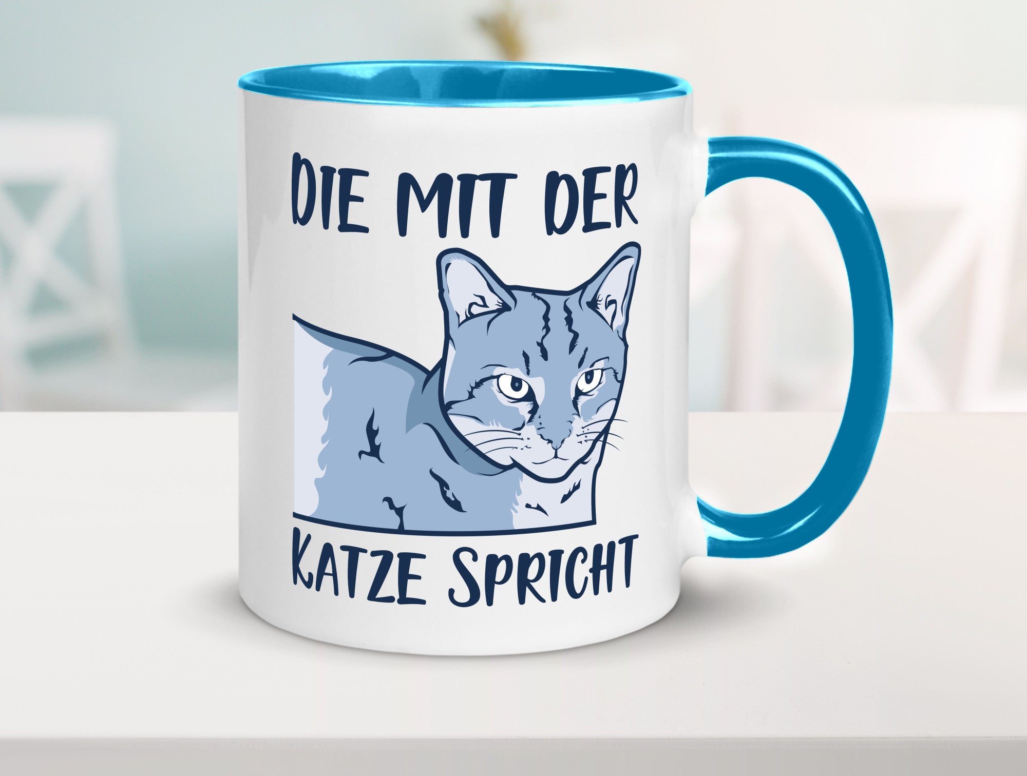 Die mit der Katze spricht | Humor Tierliebhaber Geschenkidee Tasse