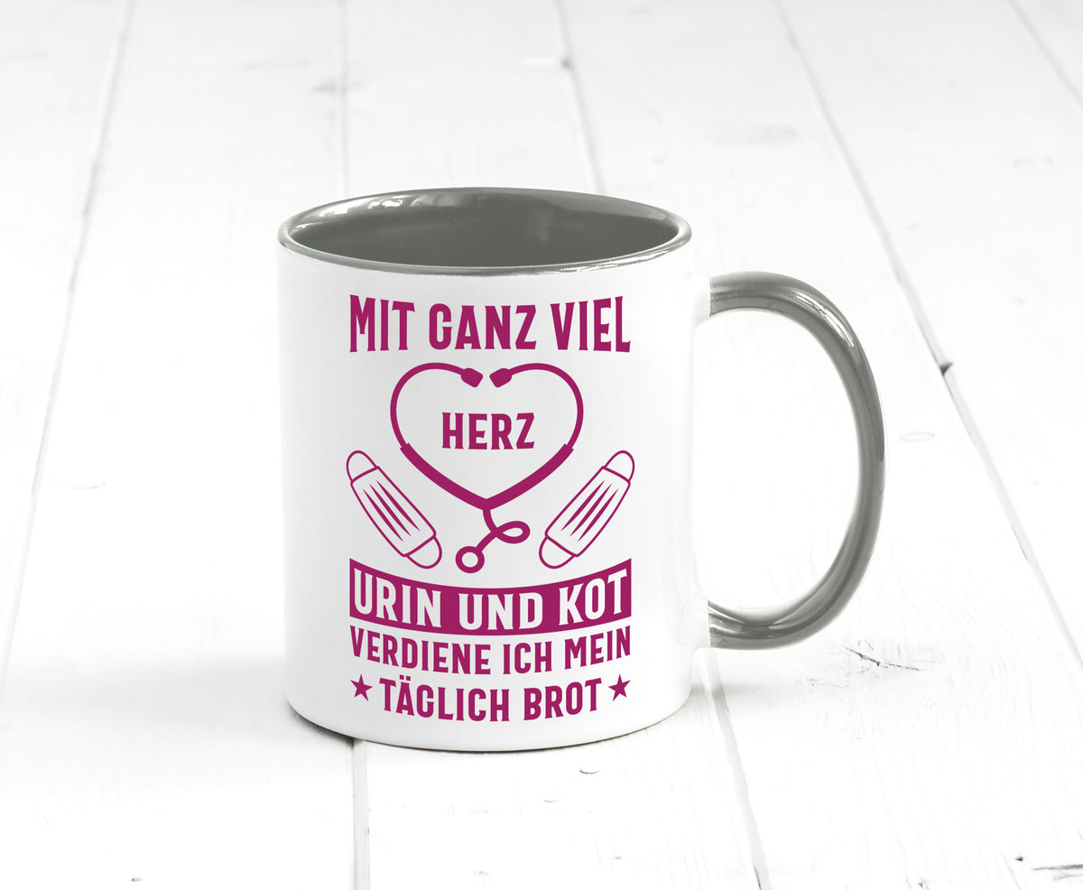 Herz, Urin, Kot, damit verdien ich mein Brot | Stethoskop Geschenk Humor Tasse