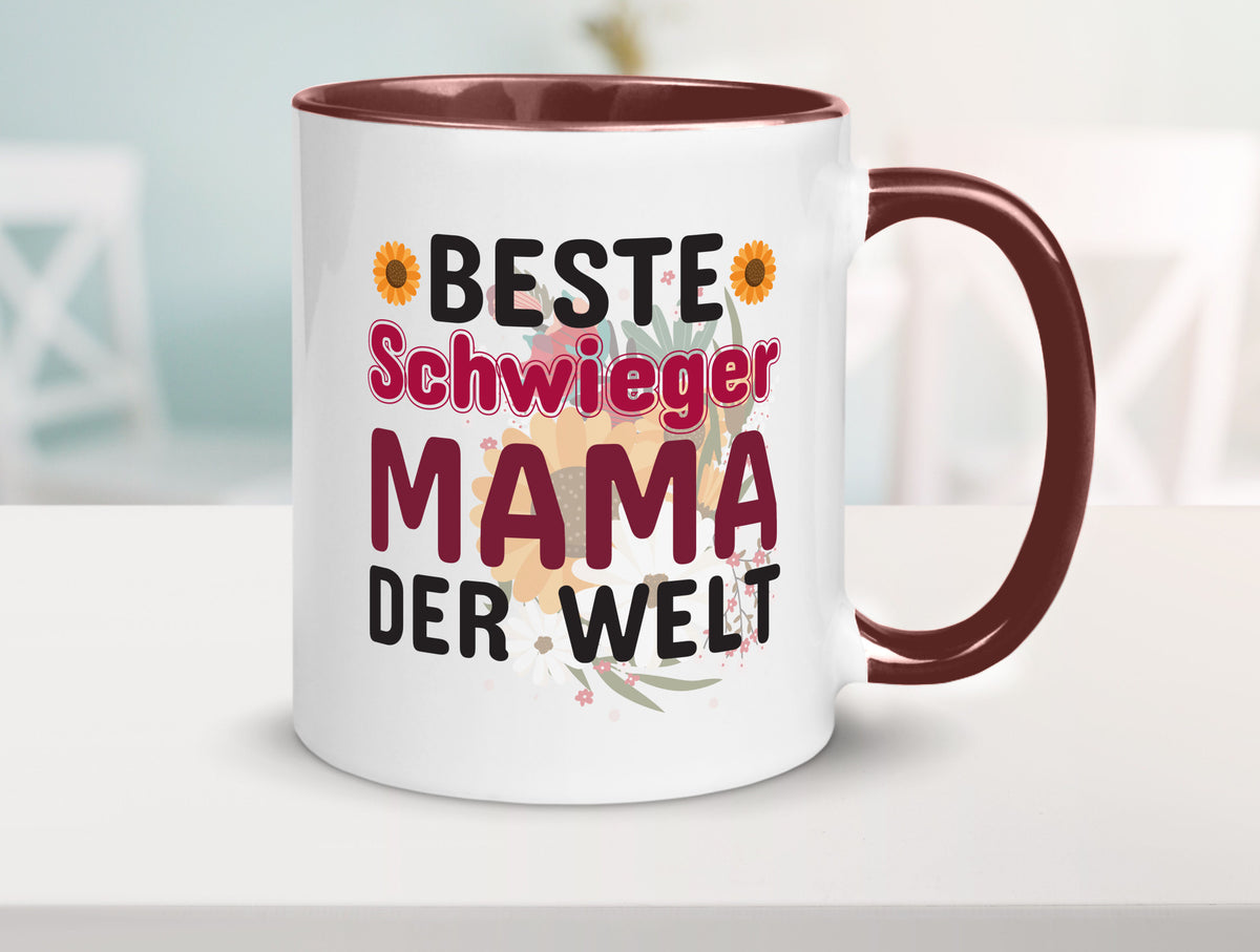 Beste Schwiegermama | Schwiegermutter Tasse Blumen Humor Familie Geschenkidee