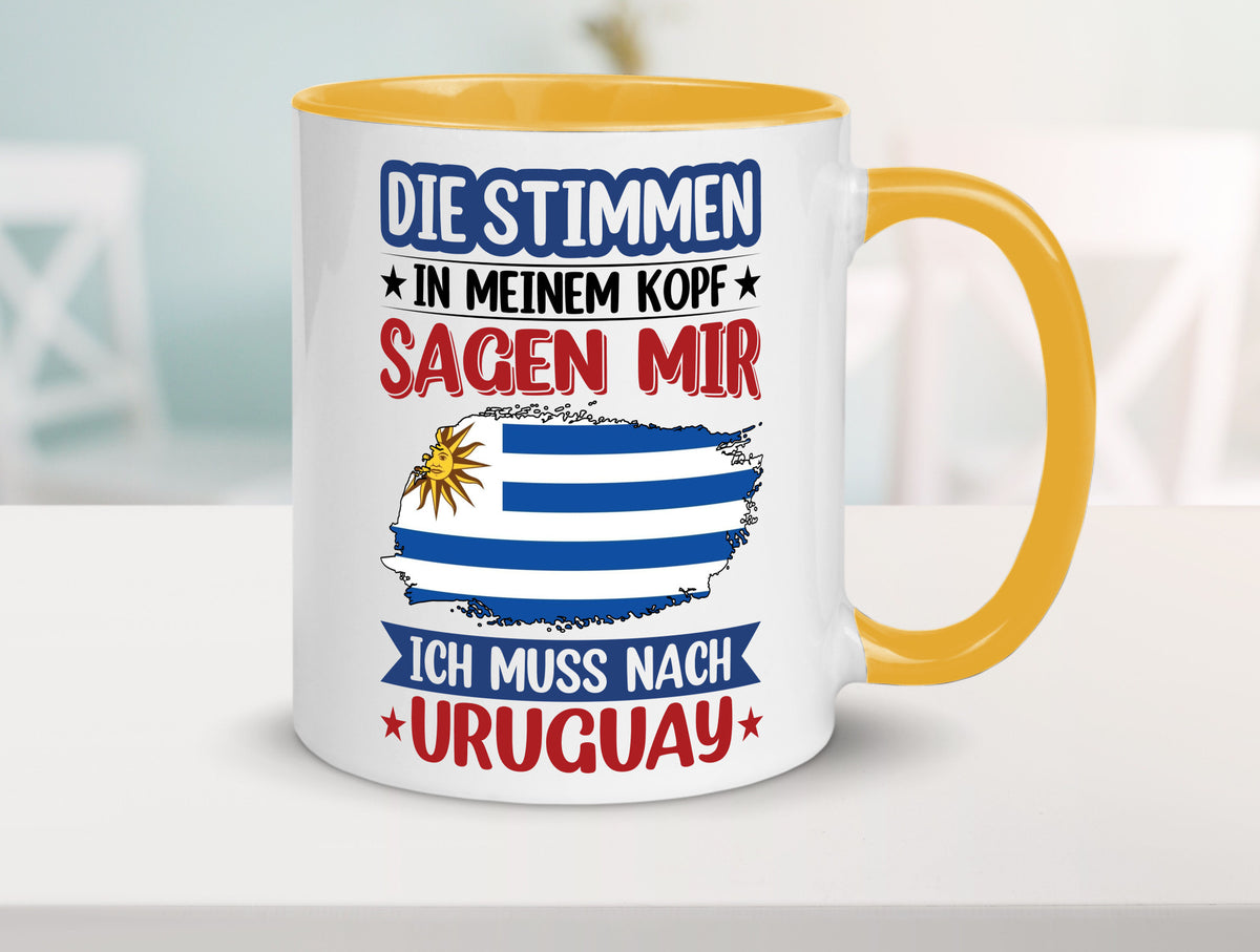 Uruguay | Urlaub Stimmen in meinem Kopf Traumland Geschenk Humor Geschenkidee Tasse