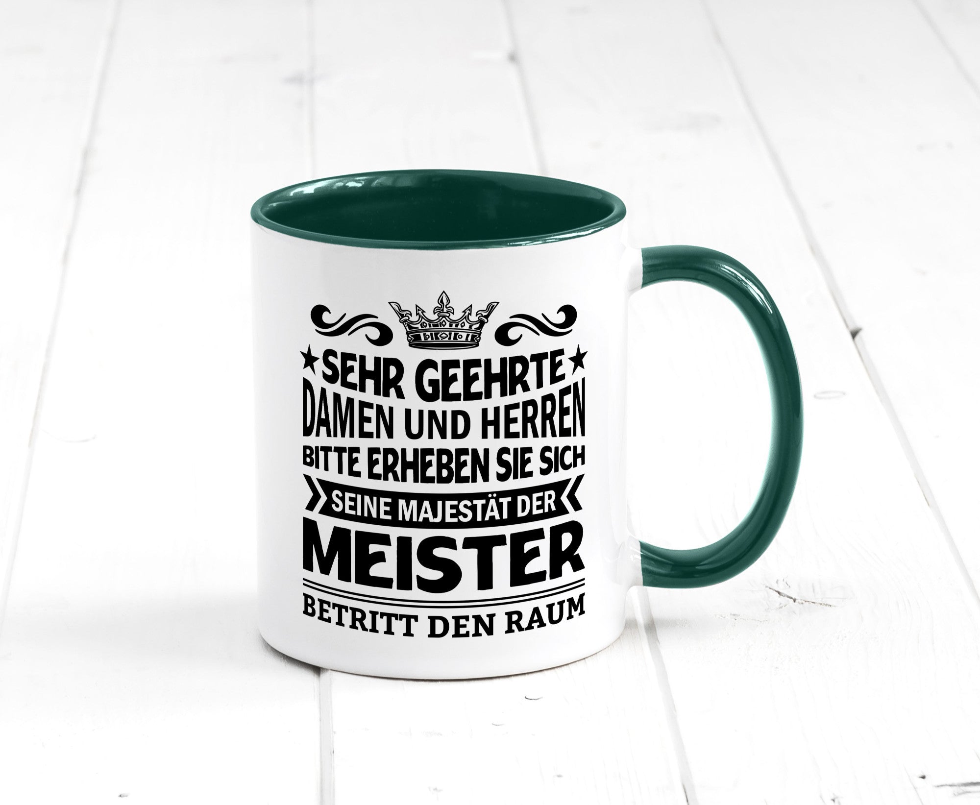 Erheben Sie sich der meister betritt den Raum Geschenkidee Humor Tasse