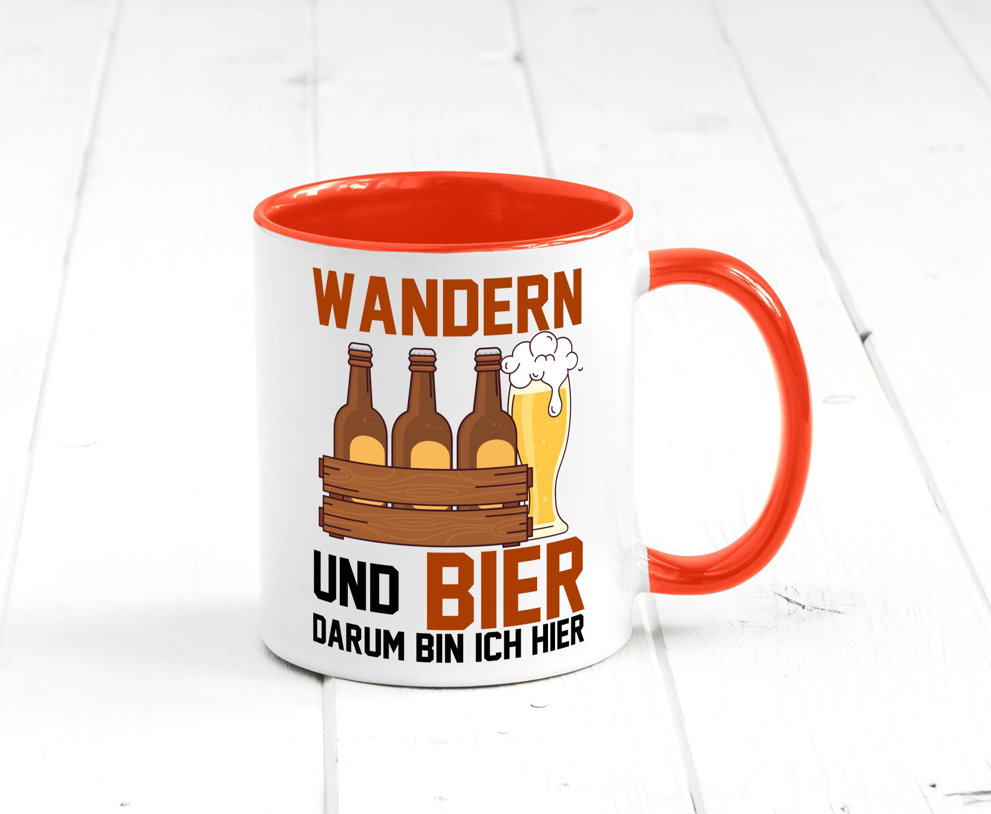 Wandern und Bier darum bin ich hier | Bierkasten lustiger Spruch Geschenk Humor
