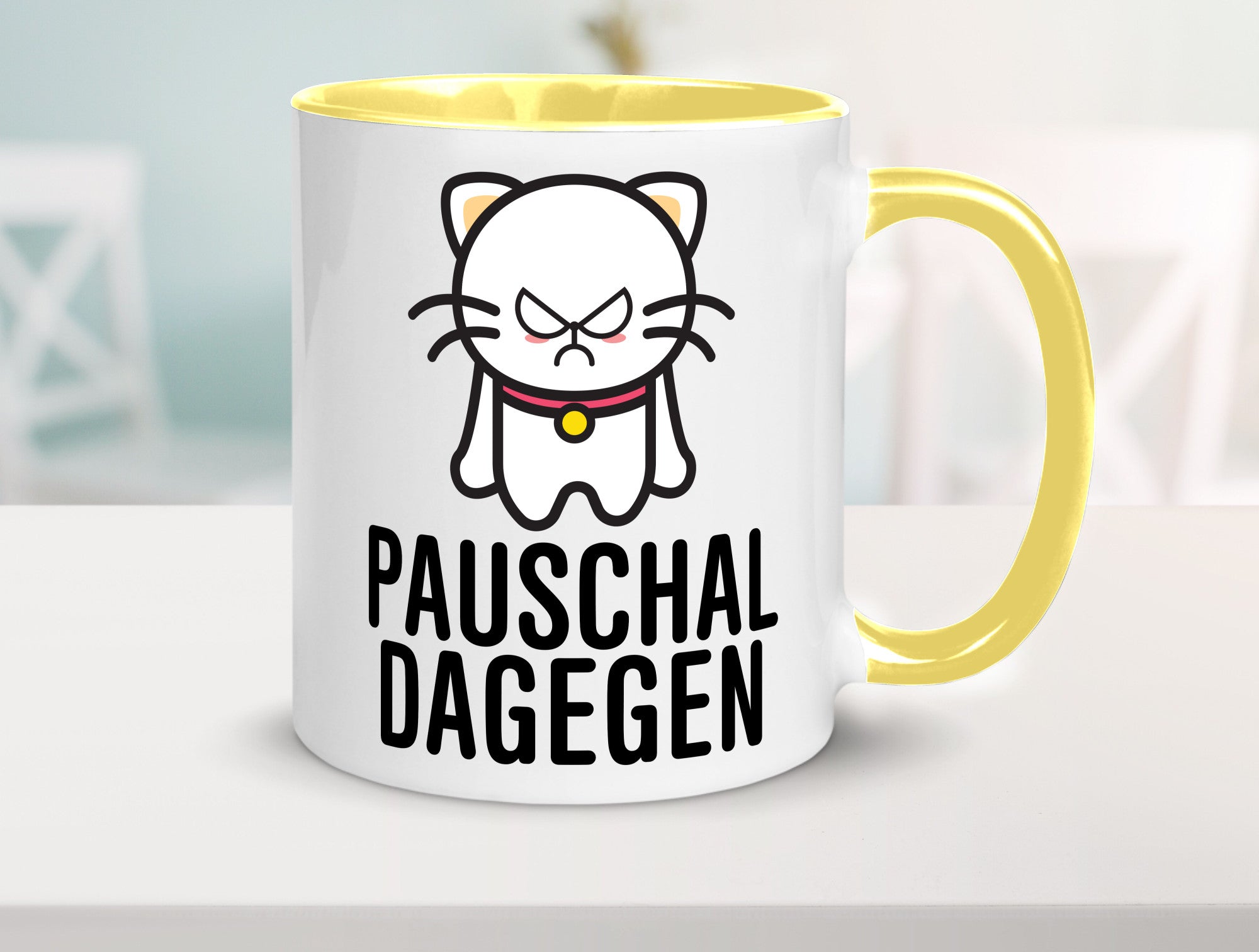 Pauschal dagegen | Katze Wut Geschenk Tierliebhaber Humor lustiger Spruch Tasse