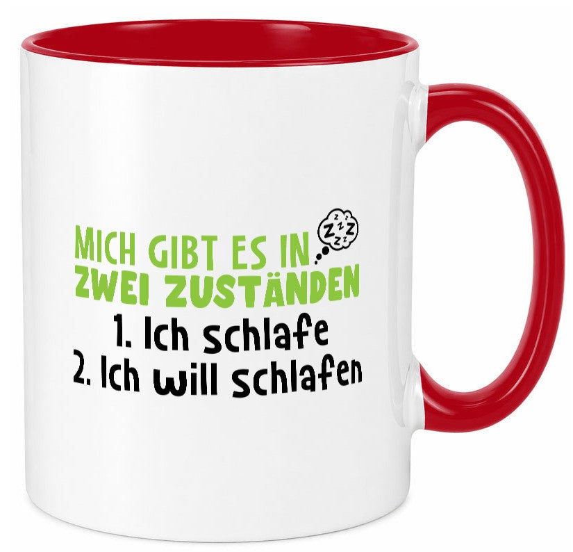 Zwei Zustände | Schlaf Faulpelz Schlafmütze Müdigkeit lustig Humor Geschenkidee Tasse