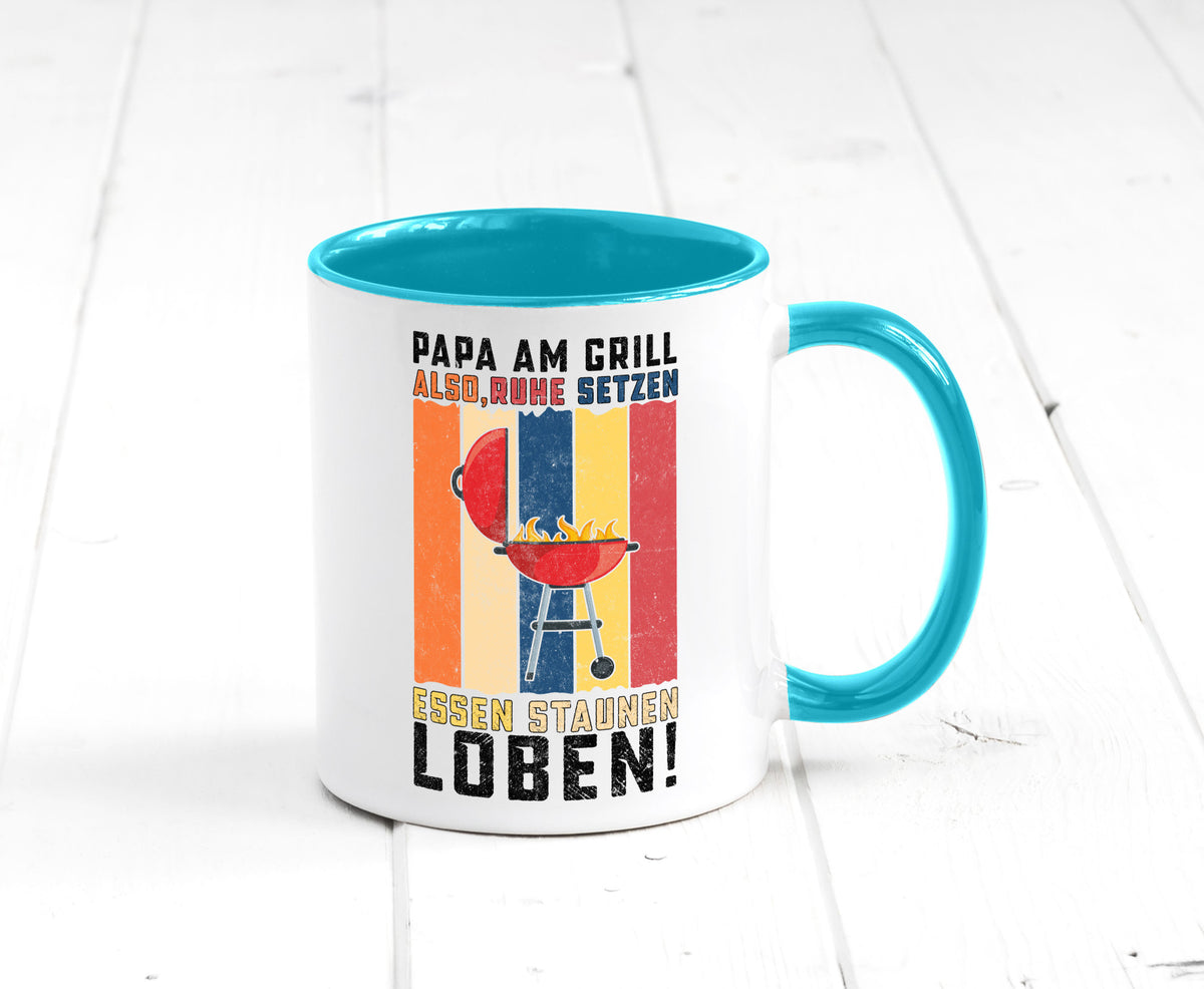 Papa am Grill | Grillmeister BBQ Grillabend v2 Geschenkidee Humor Tasse