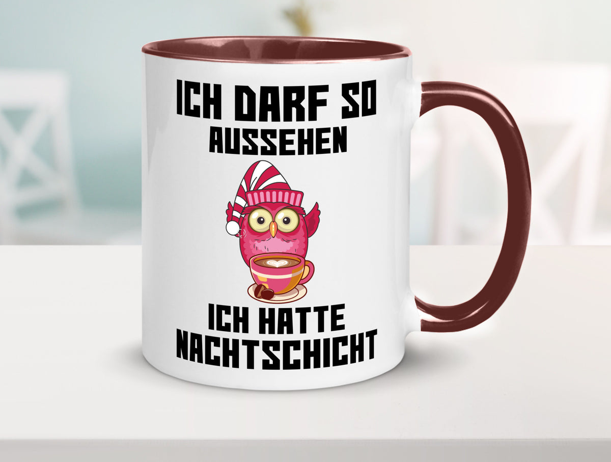 Nachtschicht Eule | Spruch Arbeit müde Nachtjob Geschenkidee Kollegen Büro Tasse