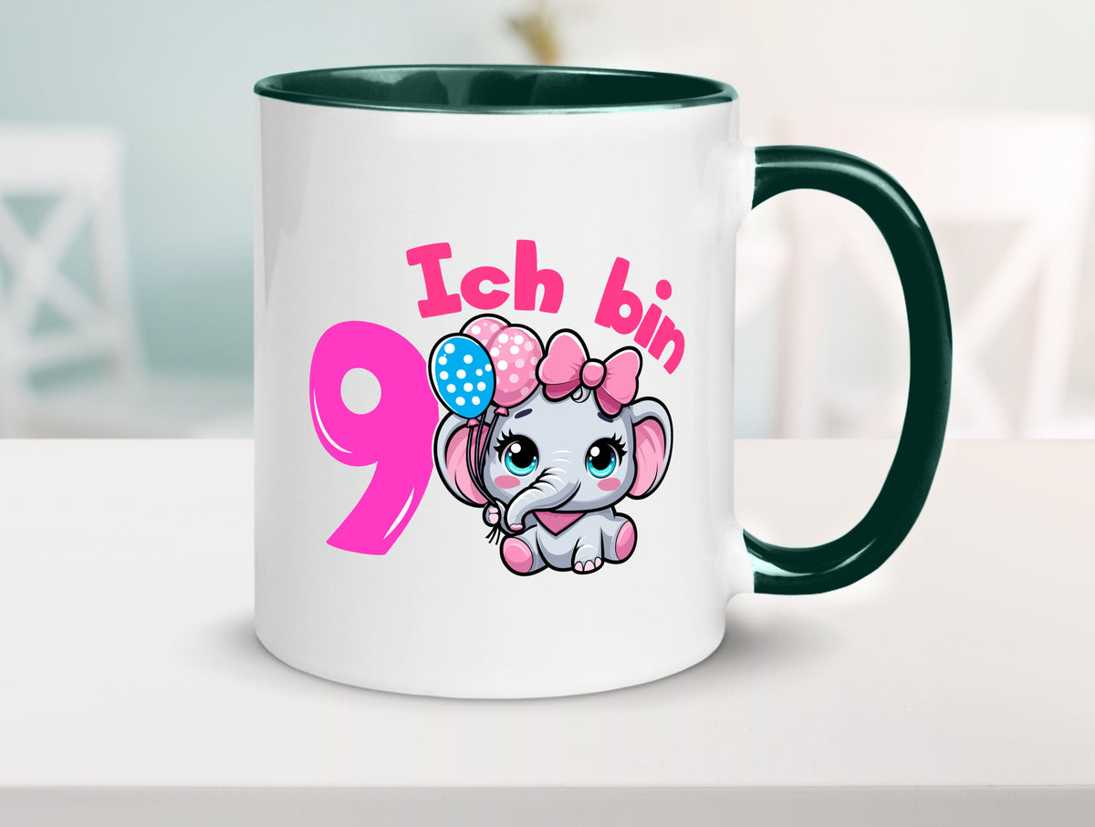 9. Geburtstag | 9 Jahre Elefant Mädchen Geschenk Geschenkidee lustiger Spruch Tasse