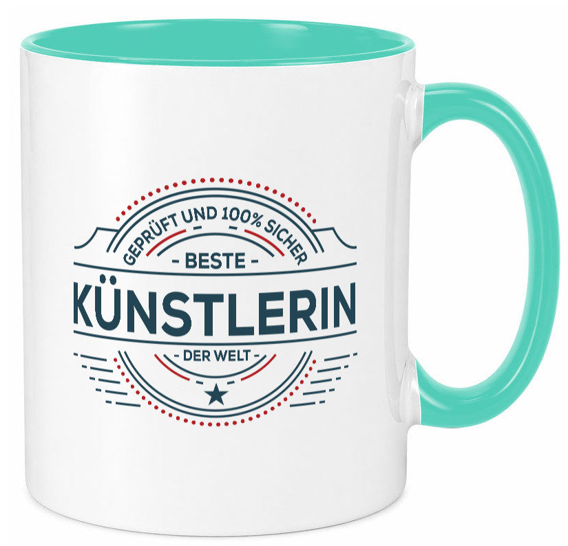 Geprüft und sicher: Künstlerin| Spruch lustig | Kunst Humor Geschenkidee Tasse