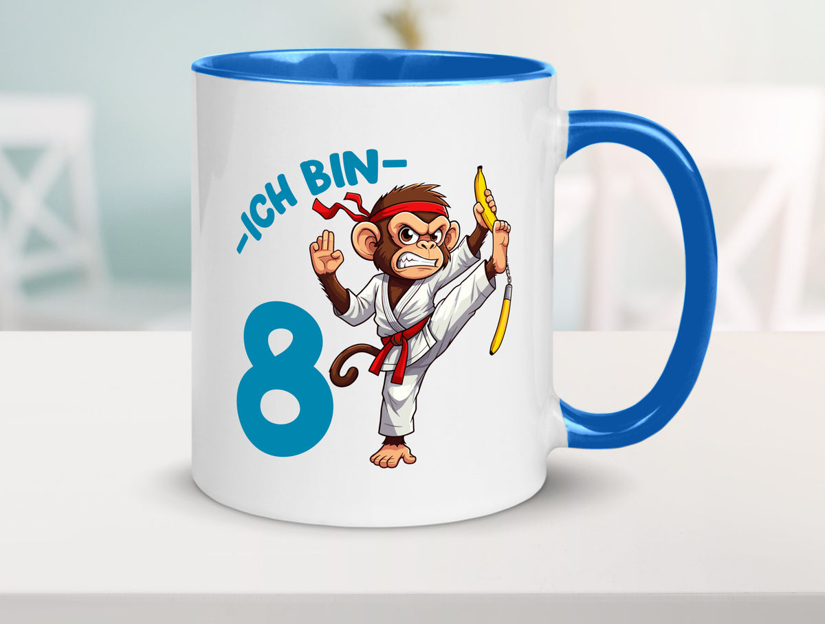 Ich bin 8 | 8. Geburtstag Karate Kampfsport Affe lustiger Spruch Geschenk Tasse