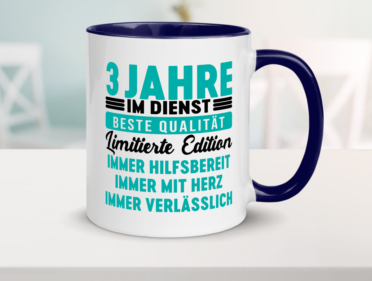 3 Jahre im Dienst | Jubiläum Arbeit v5 lustig Kollegen Büro Geschenk Tasse