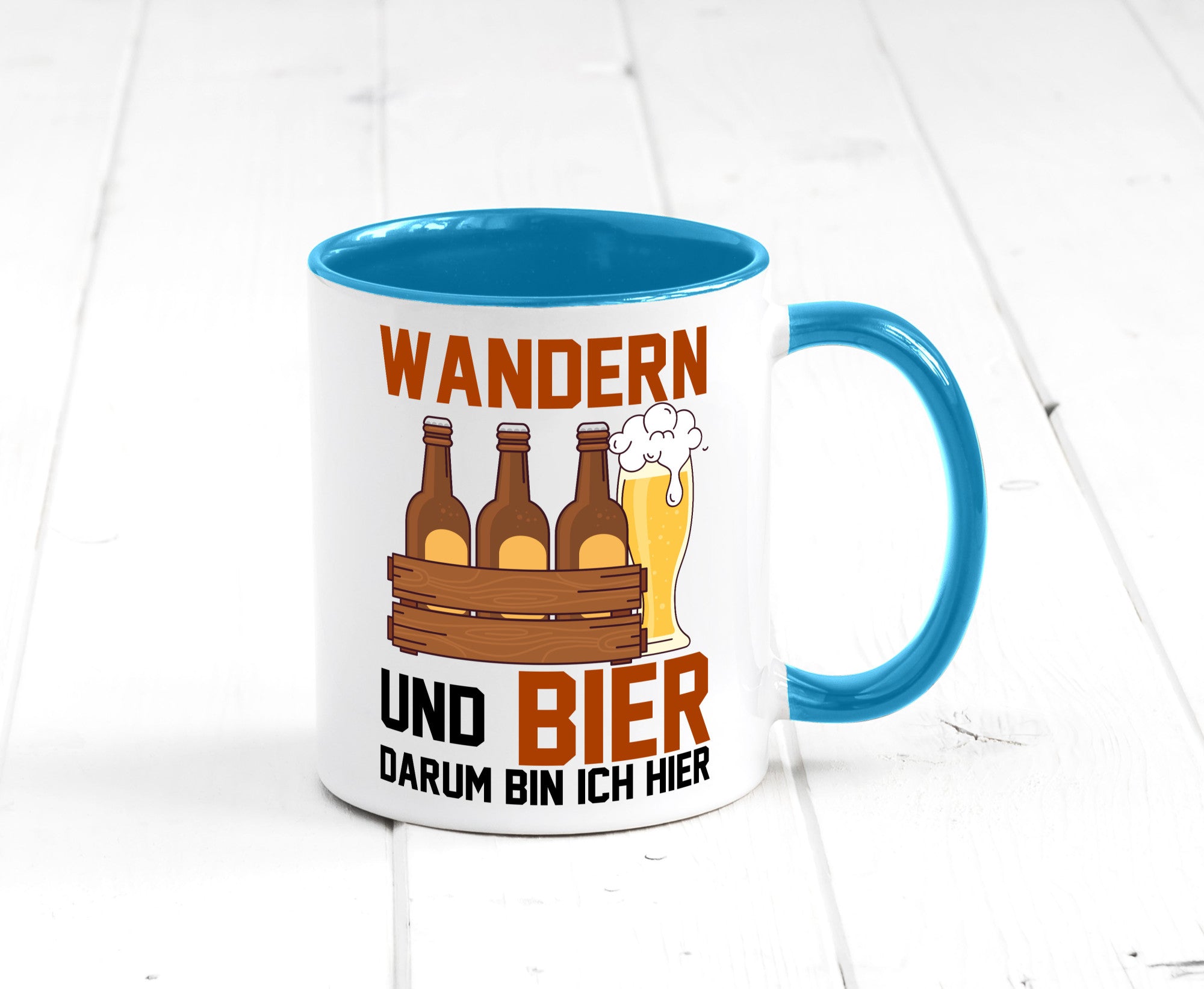 Wandern und Bier darum bin ich hier | Bierkasten lustiger Spruch Geschenk Humor