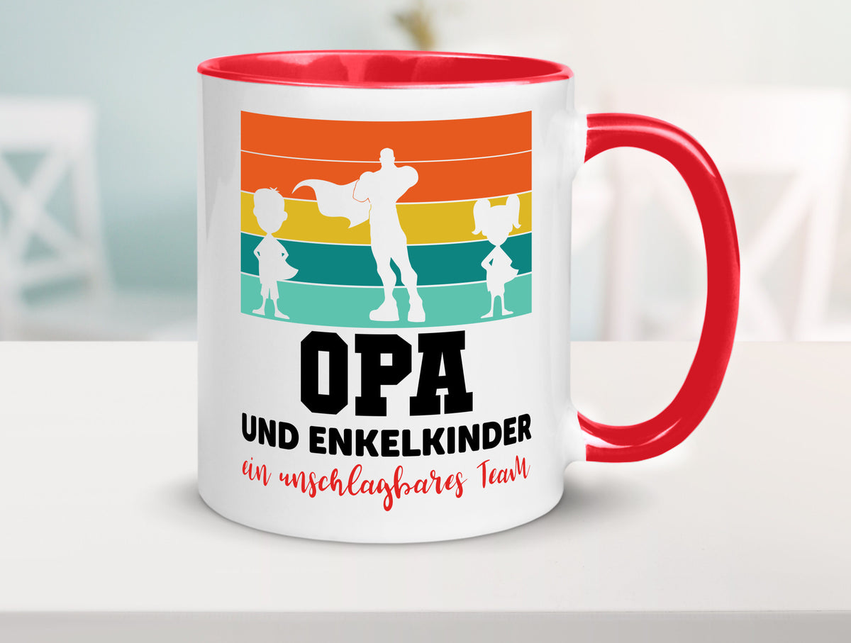Opa und Enkelkinder ein unschlagbares Team Geschenkidee Familie Humor Tasse