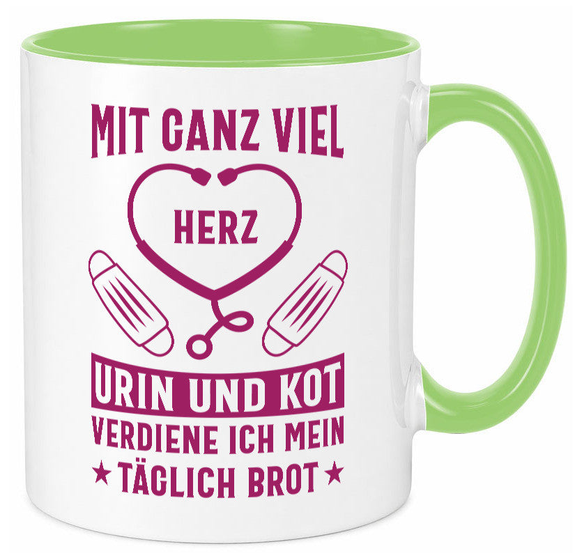 Herz, Urin, Kot, damit verdien ich mein Brot | Stethoskop Geschenk Humor Tasse