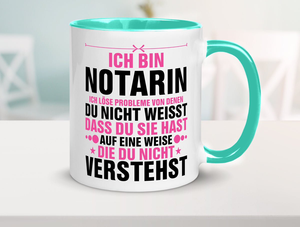 Löse Probleme: Notarin | Juristin v2 lustiger Spruch Geschenk Humor Tasse