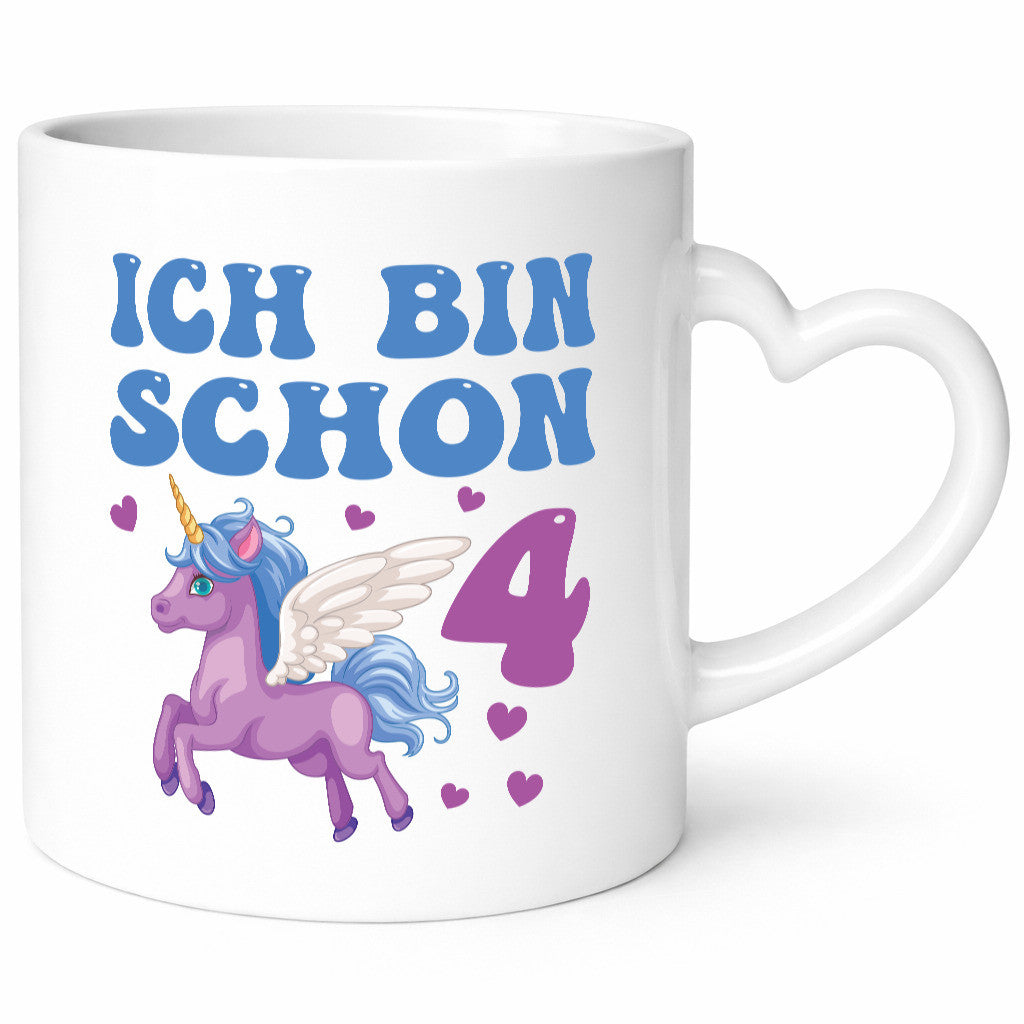Ich bin schon 4 | Einhorn Herzen Humor Geschenkidee Tasse