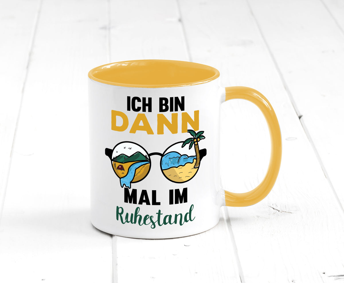 Bin dann mal im Ruhestand | Sonnenbrille Palme Meer lustig Jubiläum Geschenk Tasse