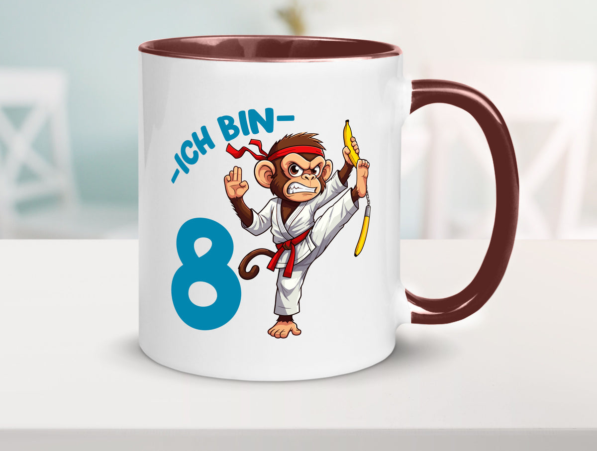Ich bin 8 | 8. Geburtstag Karate Kampfsport Affe lustiger Spruch Geschenk Tasse