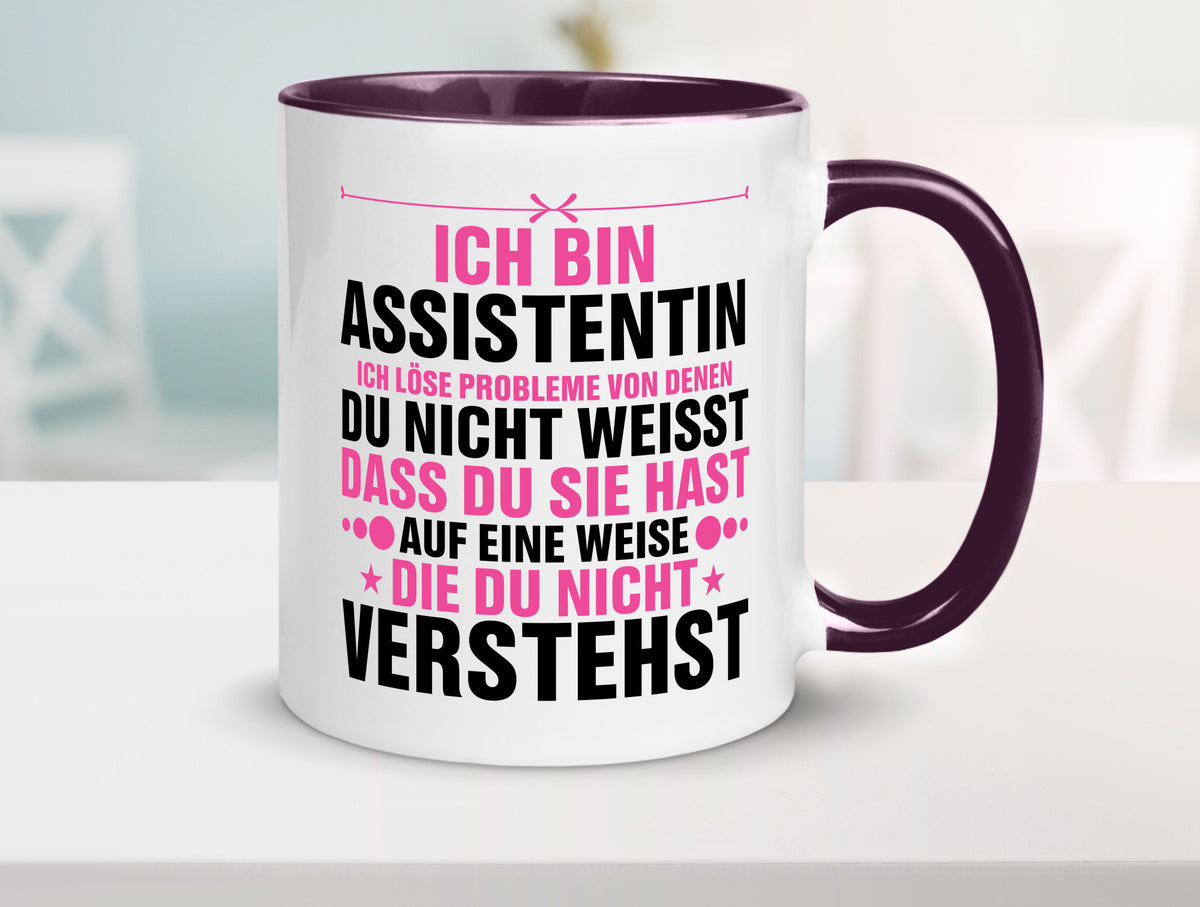 Löse Probleme: Assistentin | Assistenz Hilfskraft lustig Humor Geschenkidee Tasse