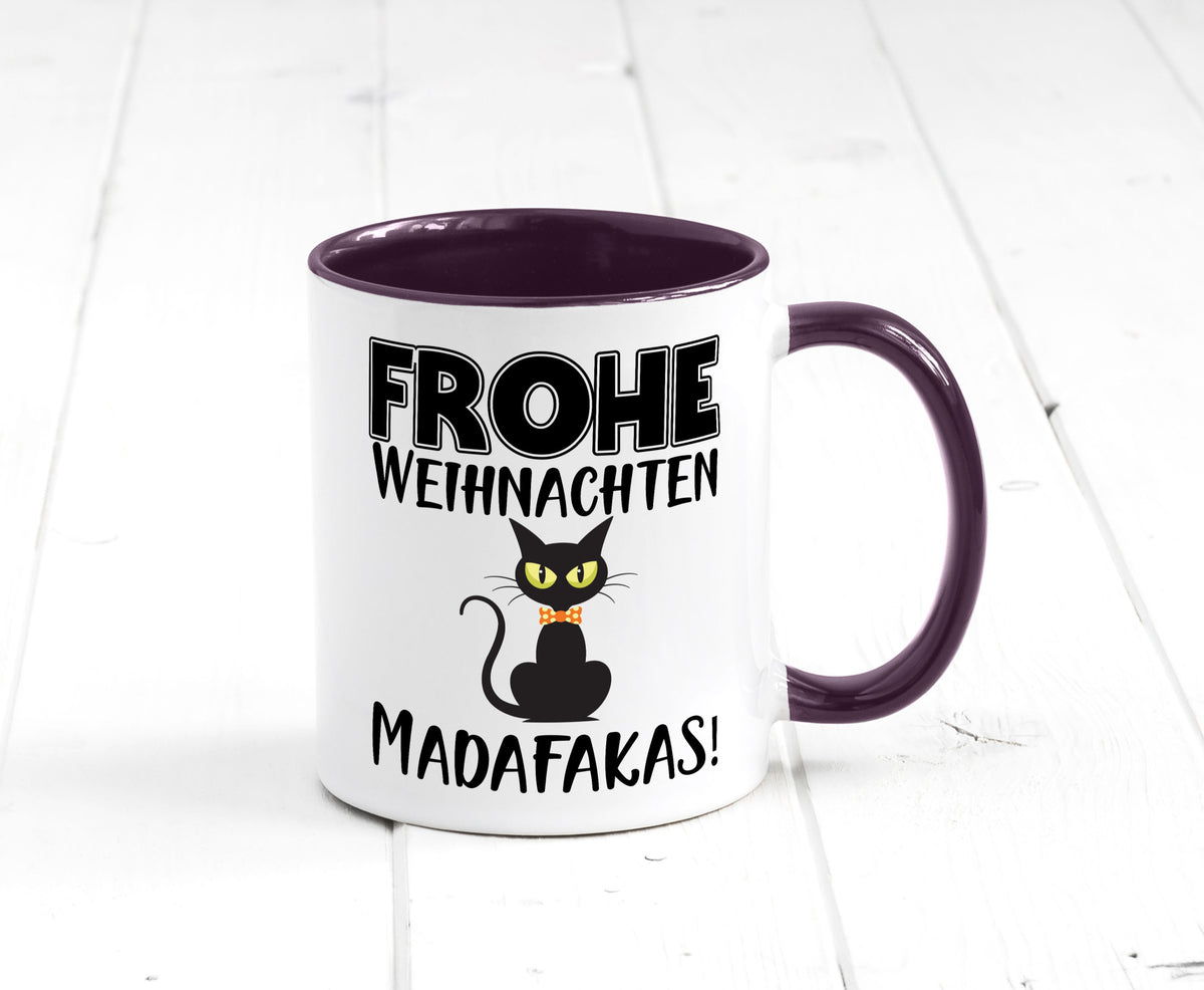 Frohe Weihnachten Madafakas! | Katze Tasse Vintage lustiger Spruch Geschenk