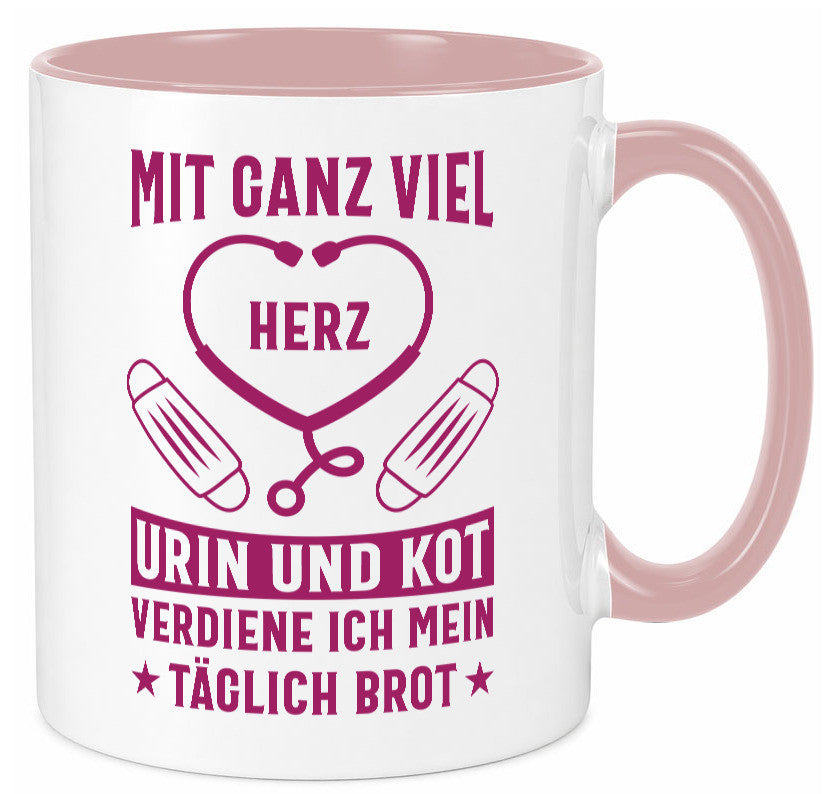 Herz, Urin, Kot, damit verdien ich mein Brot | Stethoskop Geschenk Humor Tasse
