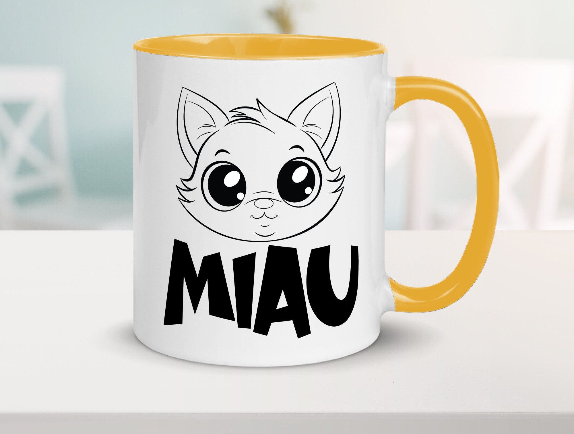 Miau | Katze Geschenkidee Tierliebhaber Humor Tasse