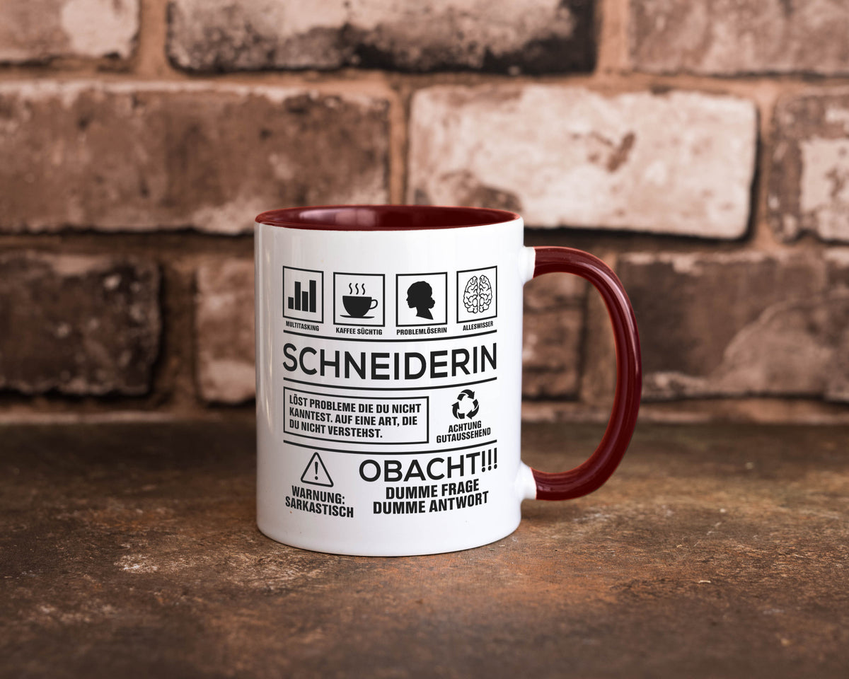 Achtung Probleme Schneiderin | Beruf Schneiderei Geschenkidee Arbeit Kollegen Tasse