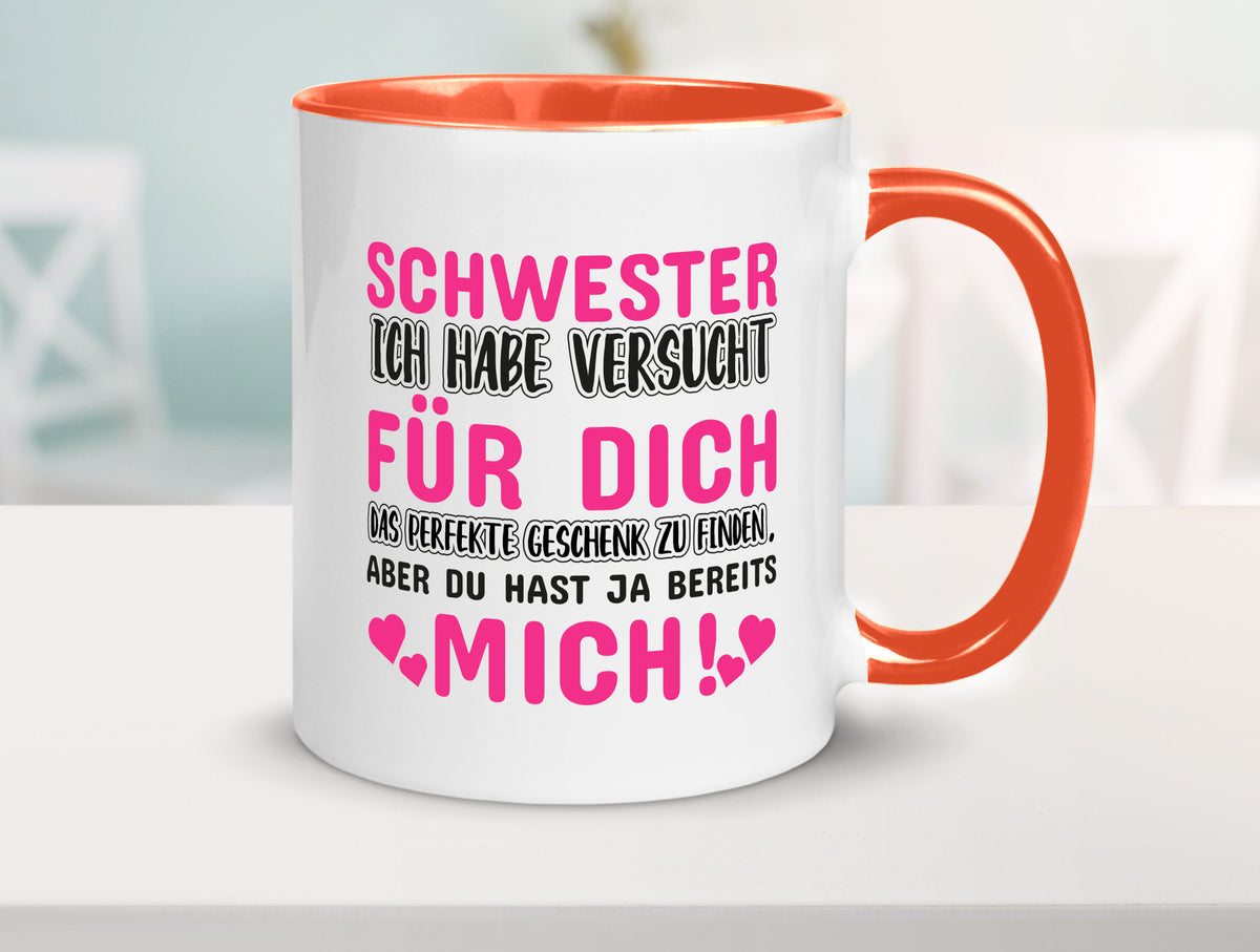 Schwester Tasse | lustiger Spruch Geschwisterliebe v2 Humor Geschenkidee