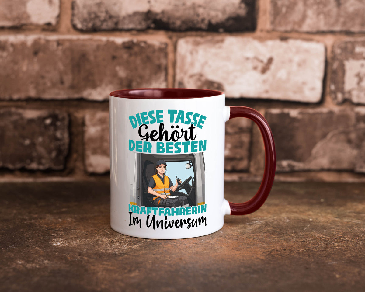 Im Universum: Kraftfahrerin | Lastwagen LKW lustig Humor Geschenkidee Geschenk Tasse