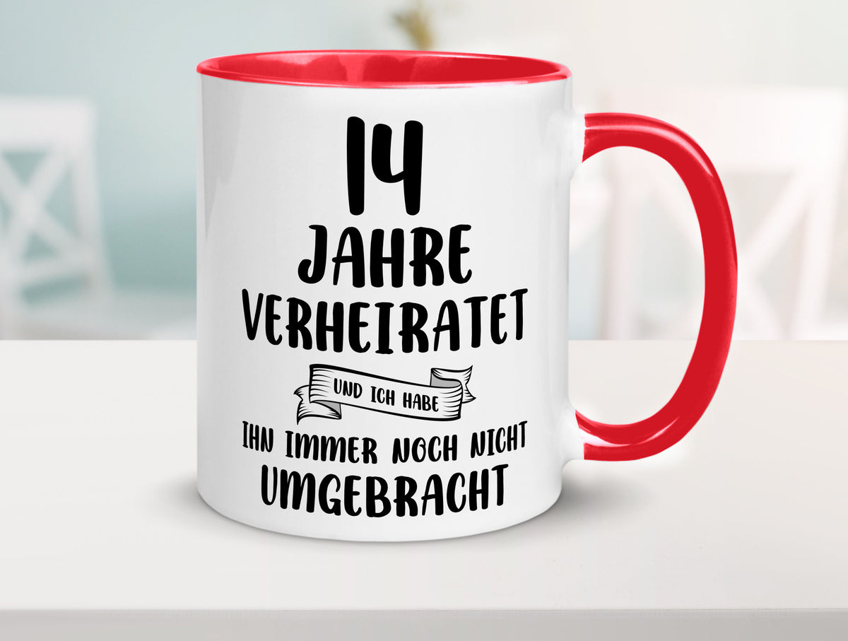 14 Jahre Verheiratet, immer noch am Leben! lustig Humor Geschenkidee Geschenk Tasse