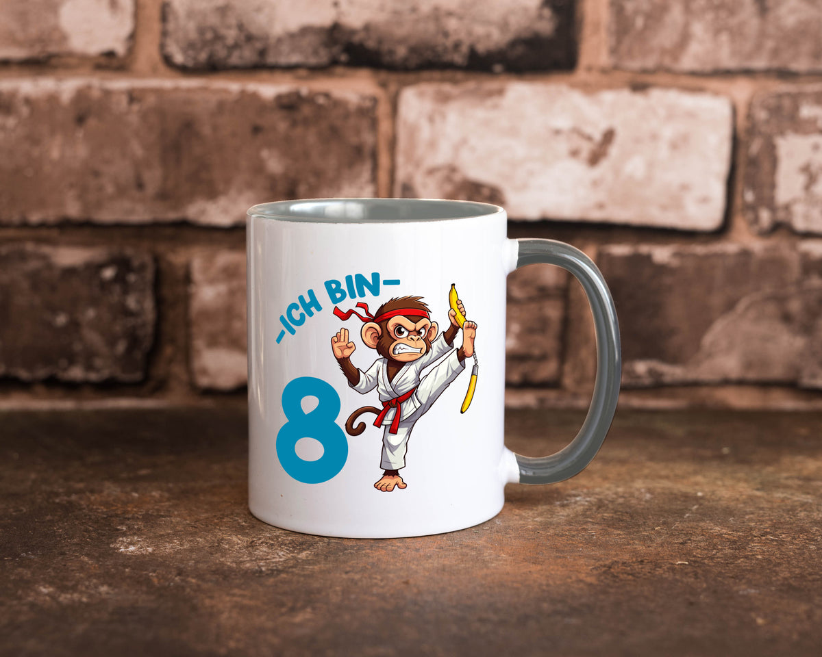 Ich bin 8 | 8. Geburtstag Karate Kampfsport Affe lustiger Spruch Geschenk Tasse