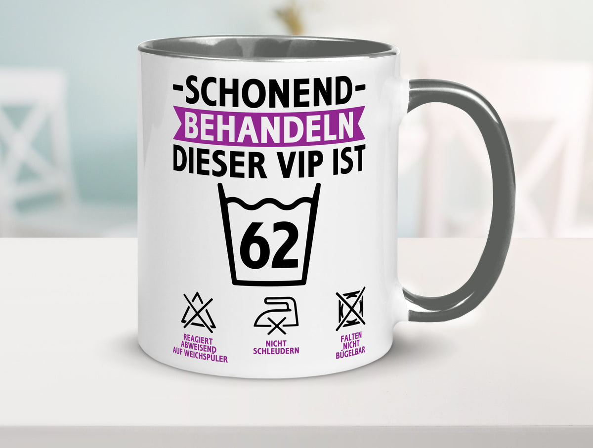 62 Geburtstag | schonend behandeln Jahre v2 Humor Geschenkidee Tasse