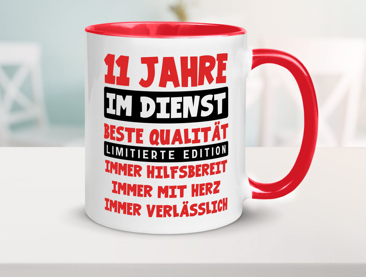 11 Jahre im Dienst | Jubiläum Arbeit v9 Geschenkidee Kollegen Büro Humor Tasse