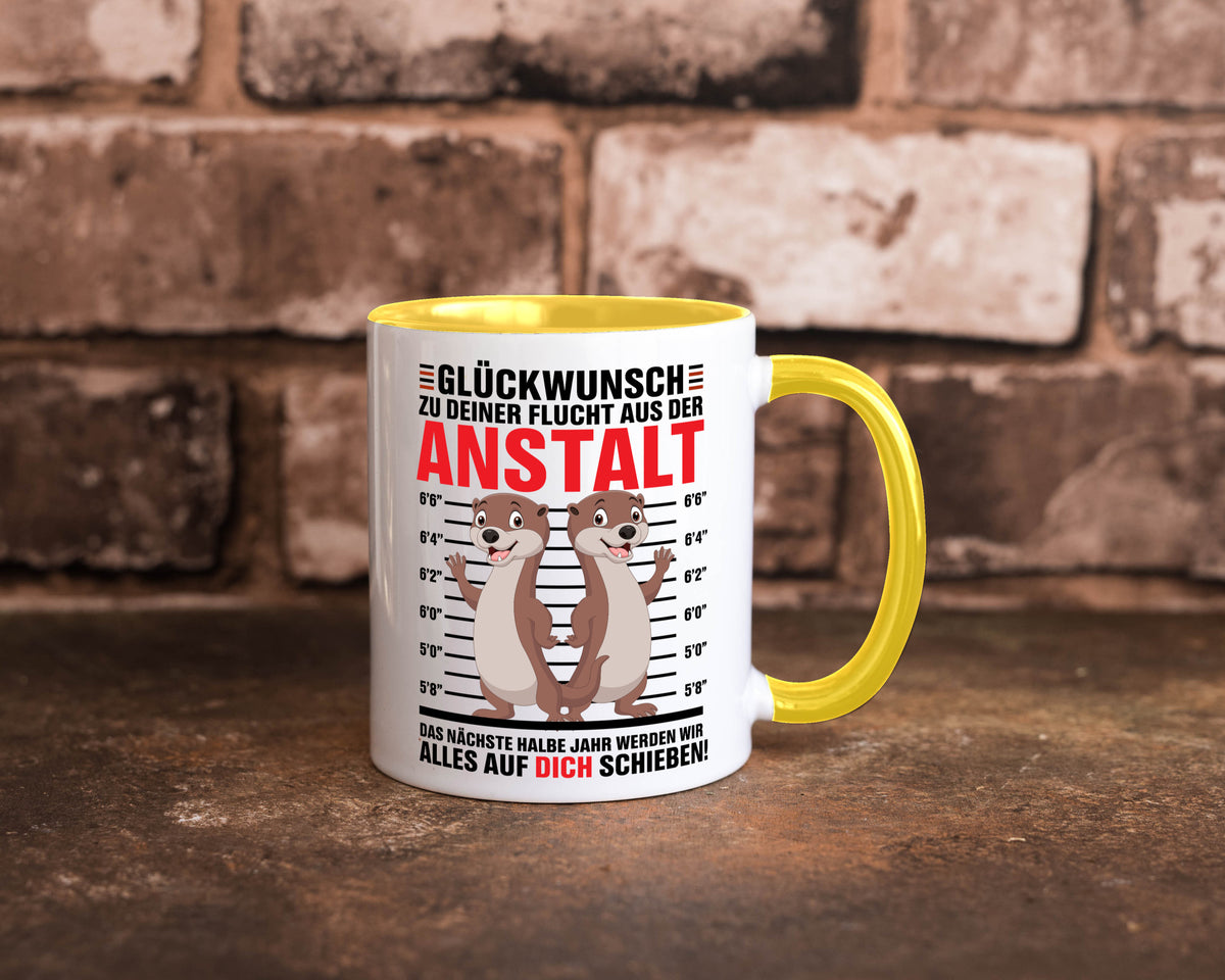 Glückwunch zur Flucht | Jobwechsel Arbeitskollegen Geschenk Arbeit Kollegen Tasse