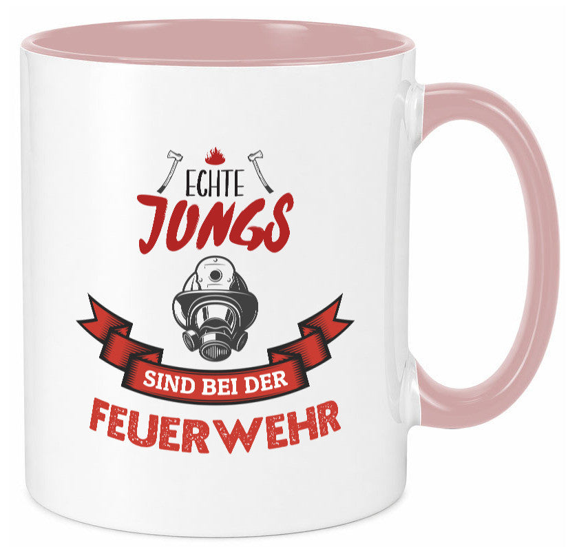 Echte Jungs sind bei der Feuerwehr | Feuerwehrmann lustiger Spruch Geschenk Tasse