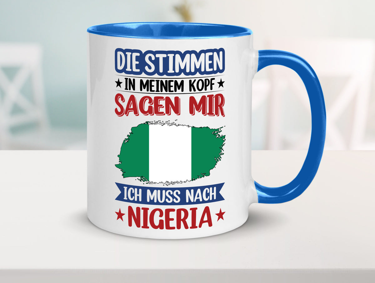 Nigeria | Urlaub Stimmen in meinem Kopf Traumland Geschenk Humor Geschenkidee Tasse